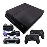 Skin Ps4 Fat Carbono Preto 2 Skins Controle 2 Lightbars