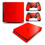 Skin Ps4 Slim Adesivo Película Playstation 4 Vermelho