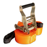 Slackline Laranja Cinta 10mt Catraca Alças Bolsa Brinde