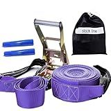 Slackline Roxo Cinta 15 7 Metros Catraca Alças Protetores Bolsa