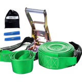 Slackline Verde Cinta 10mt Catraca Alças Bolsa