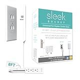 Sleek Socket Corretivo De Saída Ultrafino Original E Patenteado Com Kit De Corretivo De Cabo Cabo De Extensão Plano Com Tira De Energia Multitomadas Ideal Para Reforma Doméstica Esconde Cabos