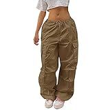 SLENDIPLUS Calça Cargo Feminina Plus Size Amarrada Reta Perna Larga Calças Casuais Soltas Para Mulheres Na Moda Khaki PP