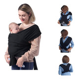 Sling De Vestir Carregador Canguru Algodão Sem Amarração Cor Preto Tamanho P