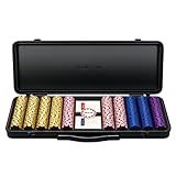 SLOWPLAY Nash Conjunto De Fichas De Pôquer De Argila De 14 G - Conjunto Central De 500 Peças Para Texas Hold-em - Fichas Numeradas- 5- 25- 100- 500 - Capa Premium Com Revestimento De Policarbonato