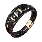 SM SunniMix Pulseira Masculina De Couro Trançado Estilo Punk Bracelete De 21 Cm Aço Inoxidável Não Disponível