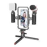 SmallRig Kit Universal De Vídeo Para Telefone Para IPhone- Smartphone E Câmeras- Equipamento Estabilizador De Telefone Com Tripé Microfone Com Luz LED Alça Lateral Power Bank Holderm-