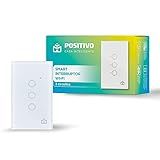 Smart Interruptor Wi-fi Positivo Casa Inteligente, 3 Módulos, Touch, Branco - Compatível Com Alexa