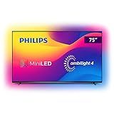 Smart TV 75 Mini LED 4K Ambilight 4 Lados 120 Hz Philips 75PML9507 78 Android P5 AI Freesync PRO Dolby Vision Atmos 70 W RMS