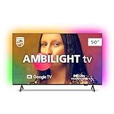 Smart TV Philips Ambilight 50  4K 50PUG7908 78  Google TV  Comando De Voz  Dolby Vision Atmos  VRR ALLM  Bluetooth