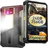 Smartphone Robusto Power Armor 24 Luz De Acampamento De 1000 LM 22000 MAh 24 GB 256 GB Câmera Com Visão Noturna De 64 MP 64 MP NFC Espessura 27 5 Mm Peso 647 G Preto 