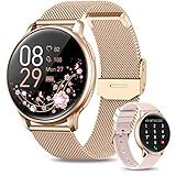 Smartwatch Feminino Com Chamada Bluetooth 1 32 Polegadas HD Full Touchscreen Relogio Smartwatch Fitness Tracker Frequência Cardíaca Monitorização Do Sono Calorias Android IOS Ouro