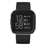 Smartwatch Fitbit Versa 2 Com Pulseira De Silicone Cor Black Y Caixa Color Carbon Aluminium