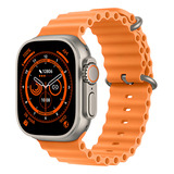 Smartwatch Genérica Serie 8 T800 Ultra Tela De 1.8 Com Pulseira De Silicone Cor Laranja Y Caixa Color Cinza