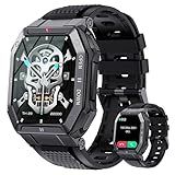 Smartwatch Relógio Inteligente Tático Militar HD De 1-85- Resistente à Água IP67 Receba Notificações Com Funções Esportivas