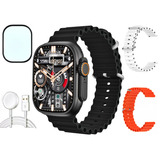 Smartwatch Series 10 Microwear Ultra W69 Plus 49mm Relógio Inteligente Nfc Super Amoled Gps 2gb Caixa Preta Pulseira Preta Oceano Pulseira Laranja Pulseira Branca Protetor De Tela