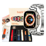 Smartwatch Ultra Series 9 Chat Gpt 7 Pulseira Metal Pulseira Laranja Bisel Prateado Bazik Prime