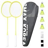SMAX KOREA Conjunto De Raquete De Badminton De Carbono Ultraleve 1 1 2 Raquete De Badminton De Fibra De Carbono 4 Petecas De Nylon 1 Alça De Raquete E 1 Bolsa De Transporte Amarelo 