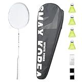 SMAX KOREA Conjunto De Raquete Profissional De Badminton De Fibra De Carbono Oficial 1 Raquete De Badminton De Fibra De Carbono 4 Petecas De Nylon 1 Alça De Raquete E 1 Bolsa De Transporte Teseu