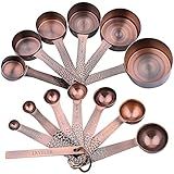 Smithcraft Conjunto De Copos E Colheres De Medição Conjunto De Colheres E Copos Medidores De Cobre Copos E Colheres De Medição De Aço Inoxidável Colheres De Copos De Medição Banhados A Cobre 6 Copos Medidores 7 Colheres De Medida