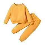 SOBOWO Conjunto De 2 Peças De Roupas Infantis Para Bebês Meninos Meninas Inverno Cor Sólida Manga Comprida Moletom Com 2 Peças Amarelo 18 24 Meses