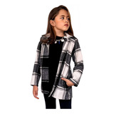 Sobretudo Infantil Xadrez Flanelado Inverno Meninas Luxo 