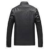 Sobretudo Masculino De Inverno Plus Size Solto Gola Alta Zíper Couro Sobretudo Masculino De Lã Com Zíper Preto XX Large