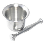 Socador De Alho E Temperos Almofariz Pilão Em Aluminio Cor Prateado