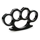 Soco Inglês Tático De Aço Inox Preto- 11cm X 6cm- 2-5mm Espessura- Design Ergonômico Para Defesa Pessoal- Com Encaixe Para Dedos