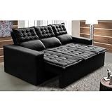 Sofá 3 Lugares Retrátil E Reclinável Cama Inbox Slim 2 00m Velusoft Preto