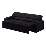 Sofá 3 Lugares Retrátil E Reclinável Pop 2 05m Cor Preto Desenho Do Tecido Velosuede
