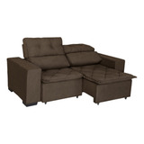 Sofá 6 Lugares Retrátil E Reclinável 150cm Com Molas Helicoidais Pluma Café Marrom Soft Slim Hollywood Suede Sofá Casa Premium Estofados Savana