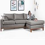 Sofá California 4 Lugares Living Chaise Linho Lado Esquerdo - Essencial Estofados -Cinza-