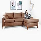 Sofá California 4 Lugares Living Chaise Linho Lado Esquerdo Essencial Estofados Marrom 