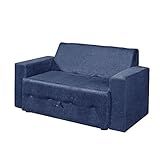 Sofá Cama 2 Lugares Pratik 5000 Mamflex Azul Suede Amassado
