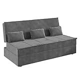 Sofá Cama 3 Lugares 1 80m Com Molas Austrália Veludo Selmer Cinza 