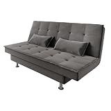 Sofá Cama 3 Lugares 1 84m Andradas Veludo Suede Cinza Mamflex