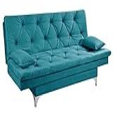 Sofa Cama Austria 3 Posições Reclinavel Essencial Estofados Azul Turquesa