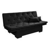 Sofá Cama Bau Reclinável Em Suede Duas Banquetas Rub Cor Preto Desenho Do Tecido Liso