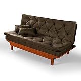 Sofa Cama Caribe 3 Posições Base De Madeira Suede Essencial Estofados -Capuccino-