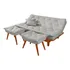 Sofa Cama Caribe Em Courino Couro Sintetico + Duas Banquetas Cor Gelo