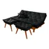 Sofa Cama Caribe Em Courino Couro Sintetico + Duas Banquetas Cor Preto