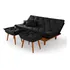 Sofá Cama Caribe Reclinável Duas Banquetas Em Suede Cor Preto Essencial Estofados