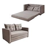 Sofá Cama Casal 1 60m 3 Lugares Londres Veludo Castor Bex S