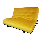 Sofa Cama Casal Amarelo Com Madeira