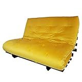 Sofa Cama Casal Futon Oriental Amarelo Com Madeira Maciça Nobre