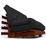 Sofá Cama Casal Futon Tokio Preto Acquablock Madeira Maciça Cor Imbuia