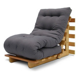 Sofá cama Futon Slim 01 Lugar Cor Cinza Futon Brasil Cor Cinza escuro Desenho Do Tecido Liso
