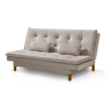 Sofa Cama Pequeno Luxo Pratico Quarto Sala Reclinavel Banco Cor Areia Desenho Do Tecido Captone