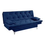 Sofá Cama Reclinável Áustria Em Suede Essencial Estofados Cor Azul marinho